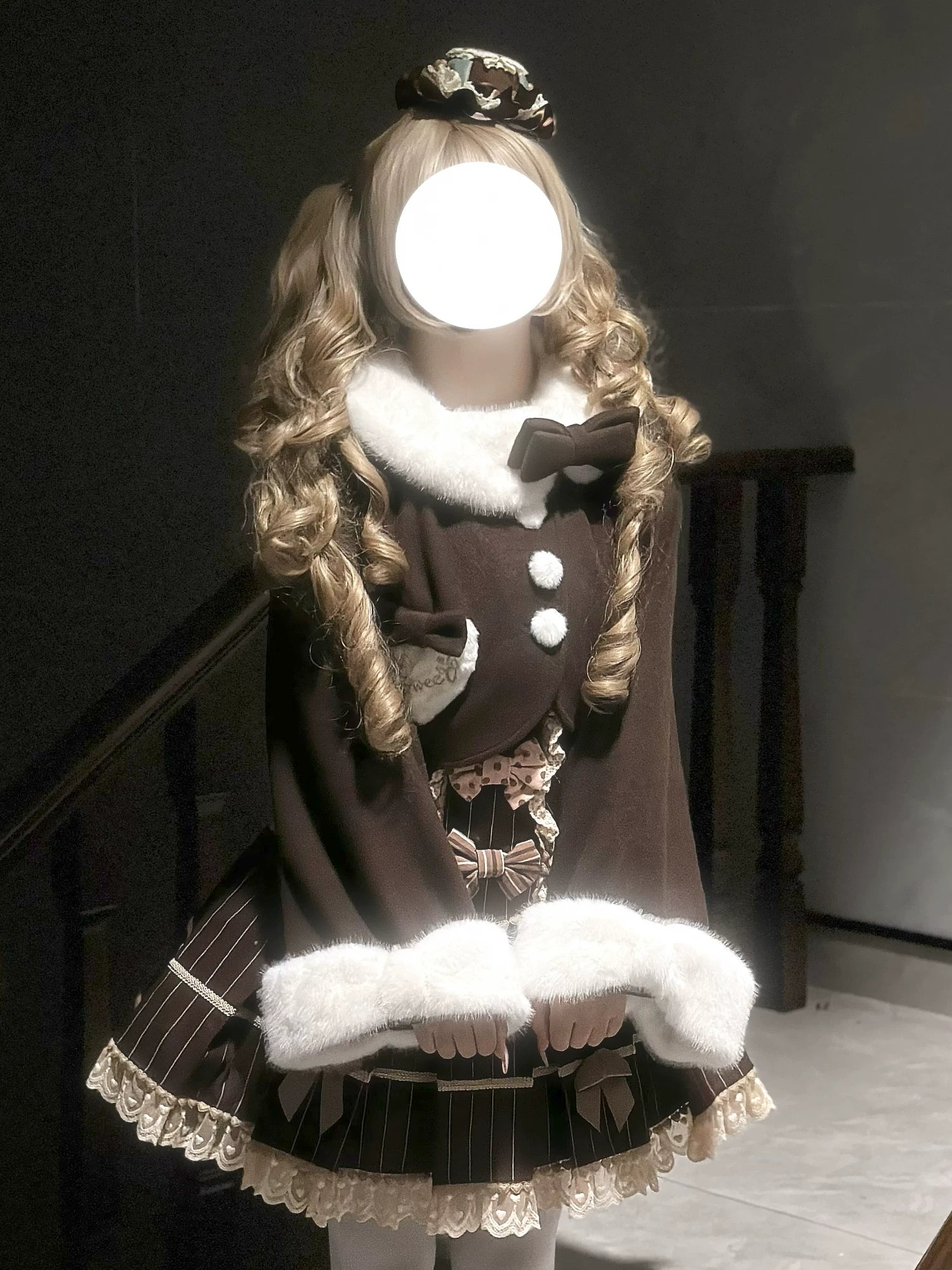 Rabbit Heart Knot - Sweet Lolita Winter Short Coat, Detachable Bunny-Ear Collar 45891:866908