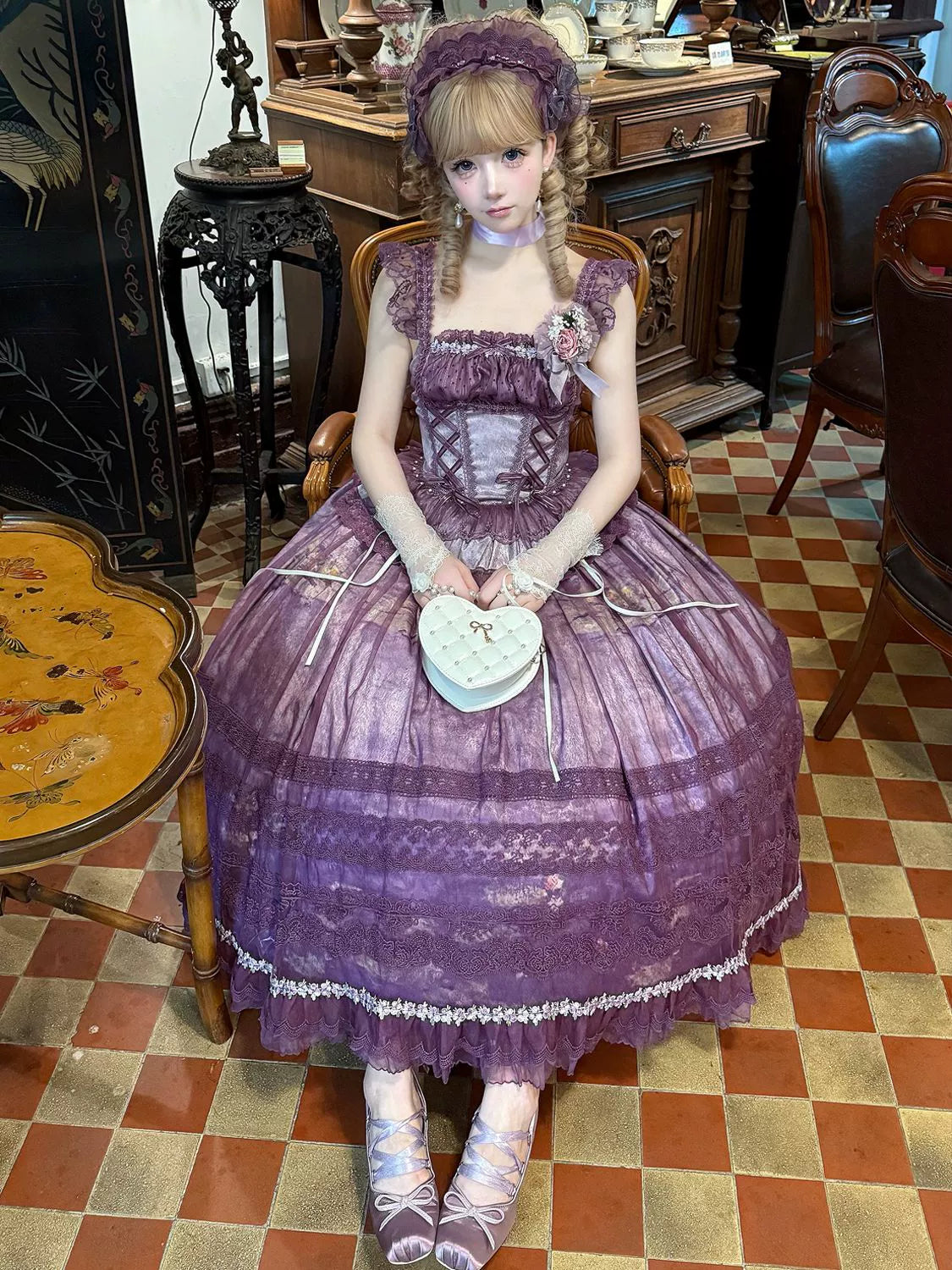 Hanguliang - Foggy Vineyard - Fishbone Classic Lolita Bodice, Maxi Skirt