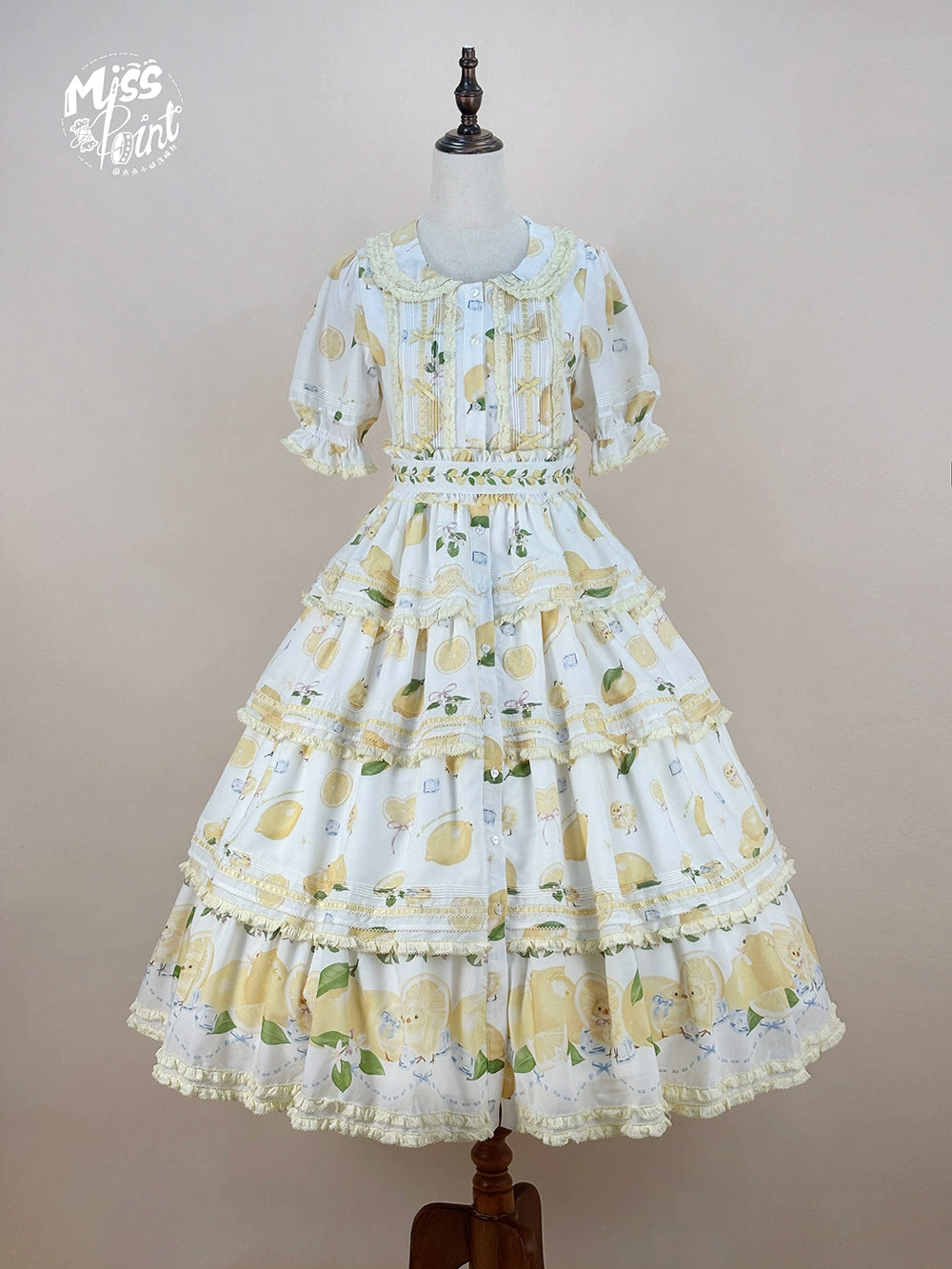 Miss Point~Lemon Chick~Country Lolita Printed OP With Button Front 42984:760434
