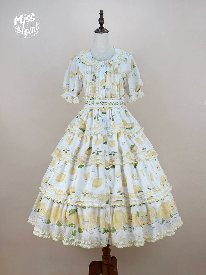 Miss Point~Lemon Chick~Country Lolita Printed OP With Button Front 42984:760434