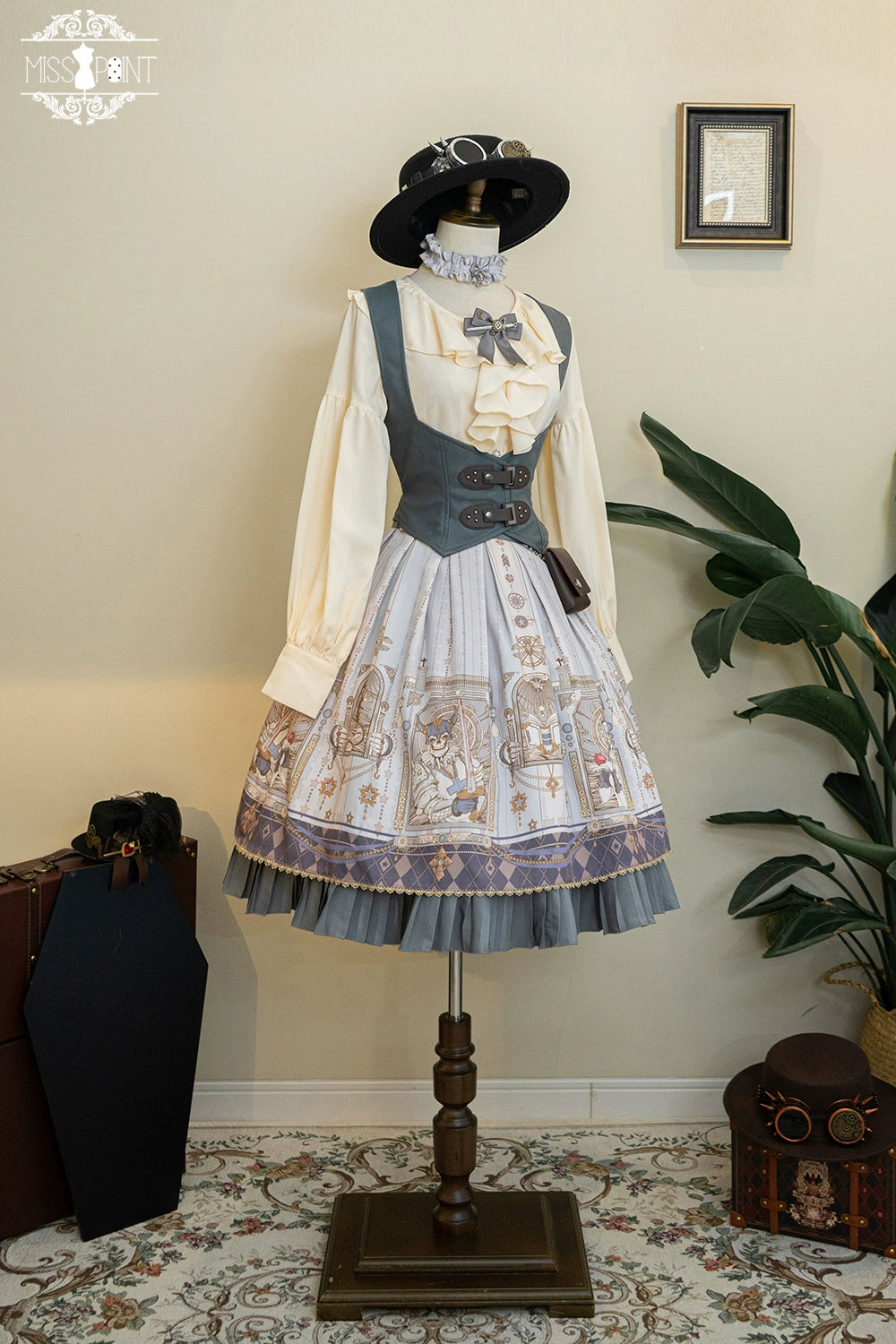(BFM)Miss Point~Demon Hunting Notes~Gothic Lolita Cross Print Short Skirt   