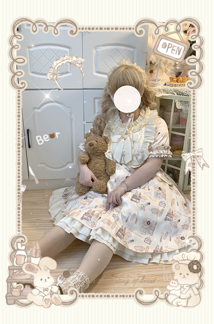 Naomistudio~Cartoon Dogs~Sweet Lolita OP Bows Dress Plus OP   