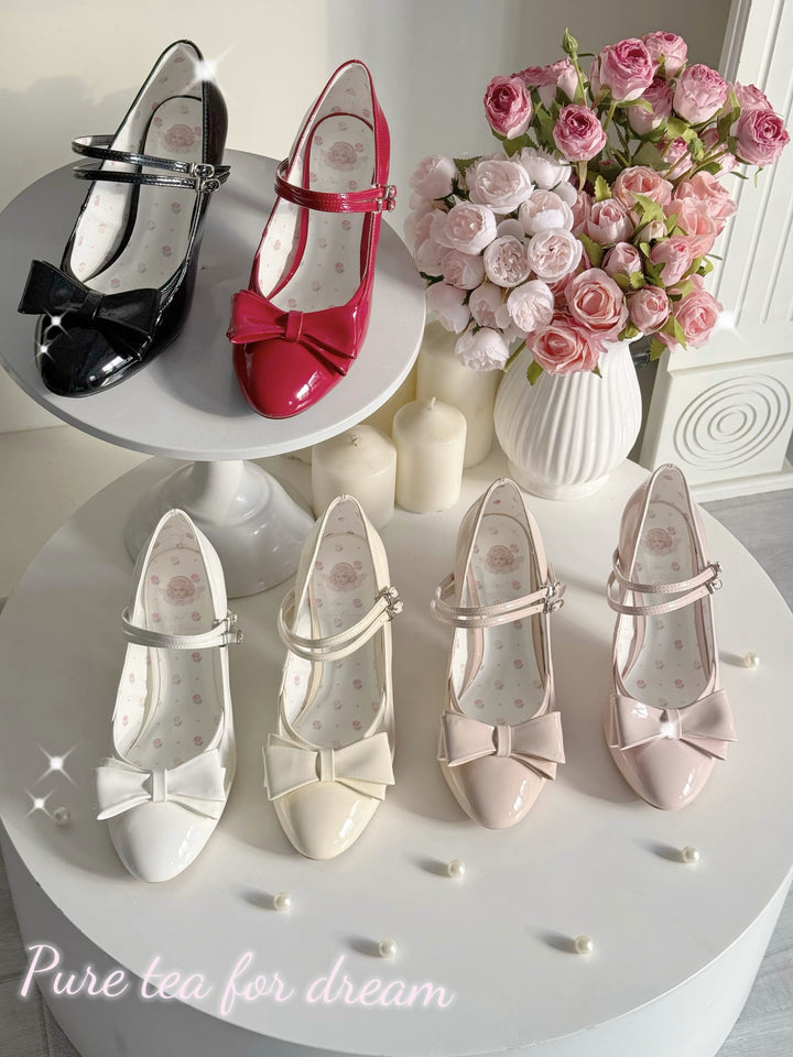 Pure Tea For Dream~Coco Sweet~Elegant Lolita Shoes Pointed Toe Heels with Bow