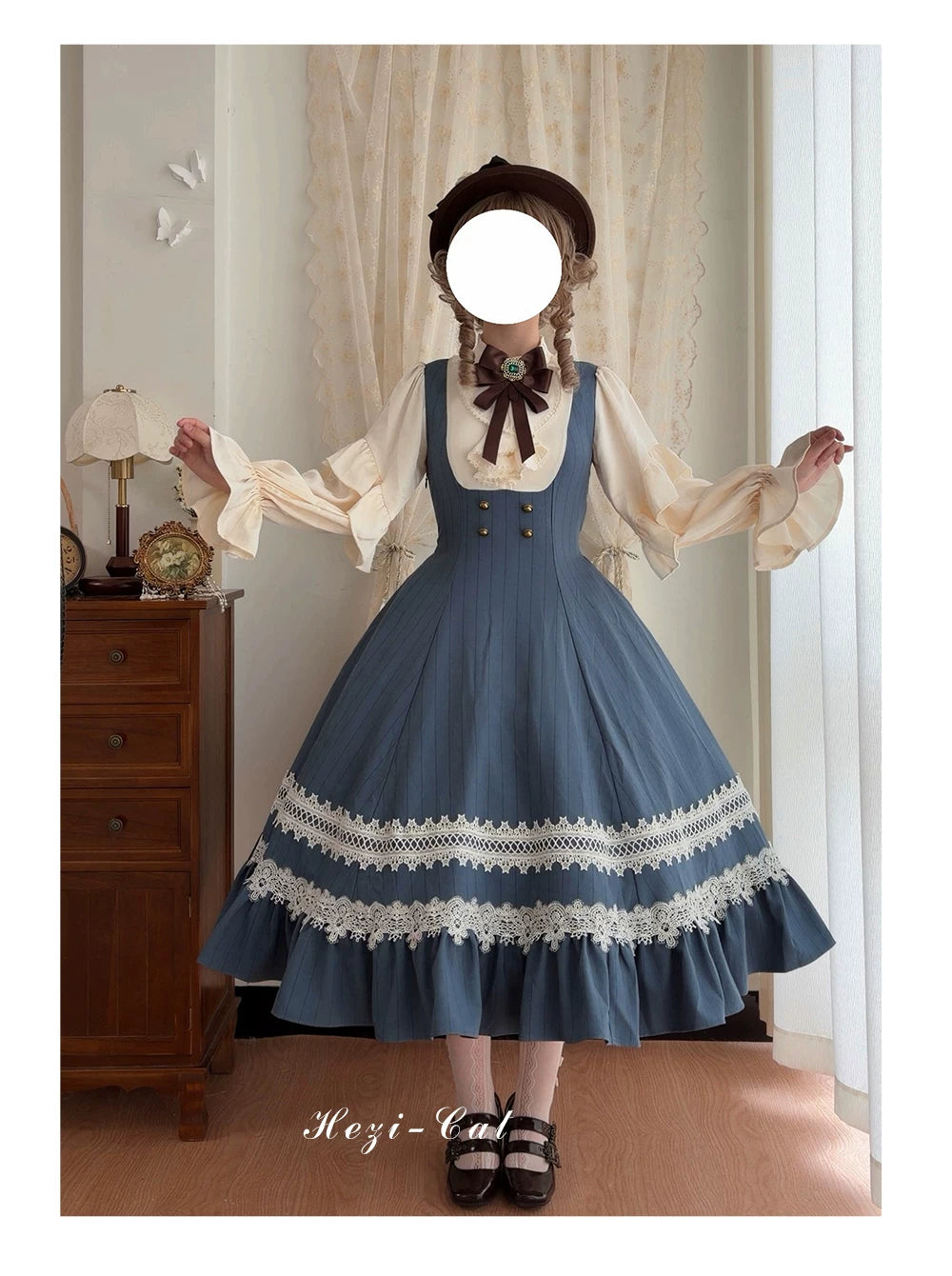 Hometown Autumn - Plus Size Classic Lolita Fake Two-Piece OP Dress (2XL 3XL 4XL L M S XL) 45667:857553