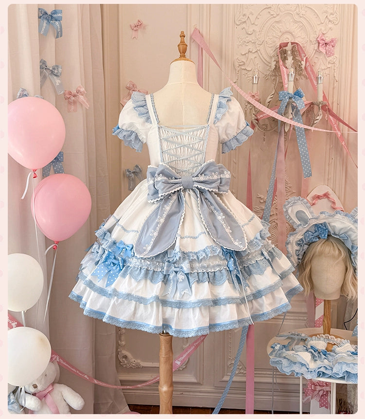 Mademoiselle Pearl~Bow Rabbit~IP Collab Sweet Lolita OP in Multiple Styles 43054:763931
