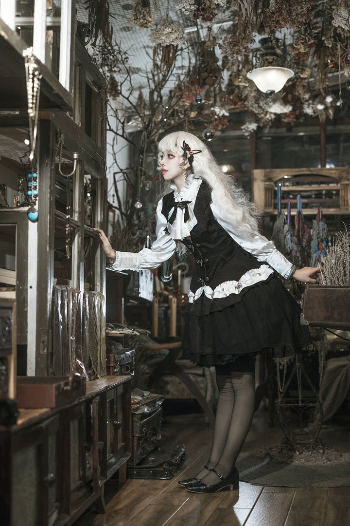 Letters from Unknown Star~Bloodline Duke~Gothic Lolita SK Suit Spider Web Vest and Blouse