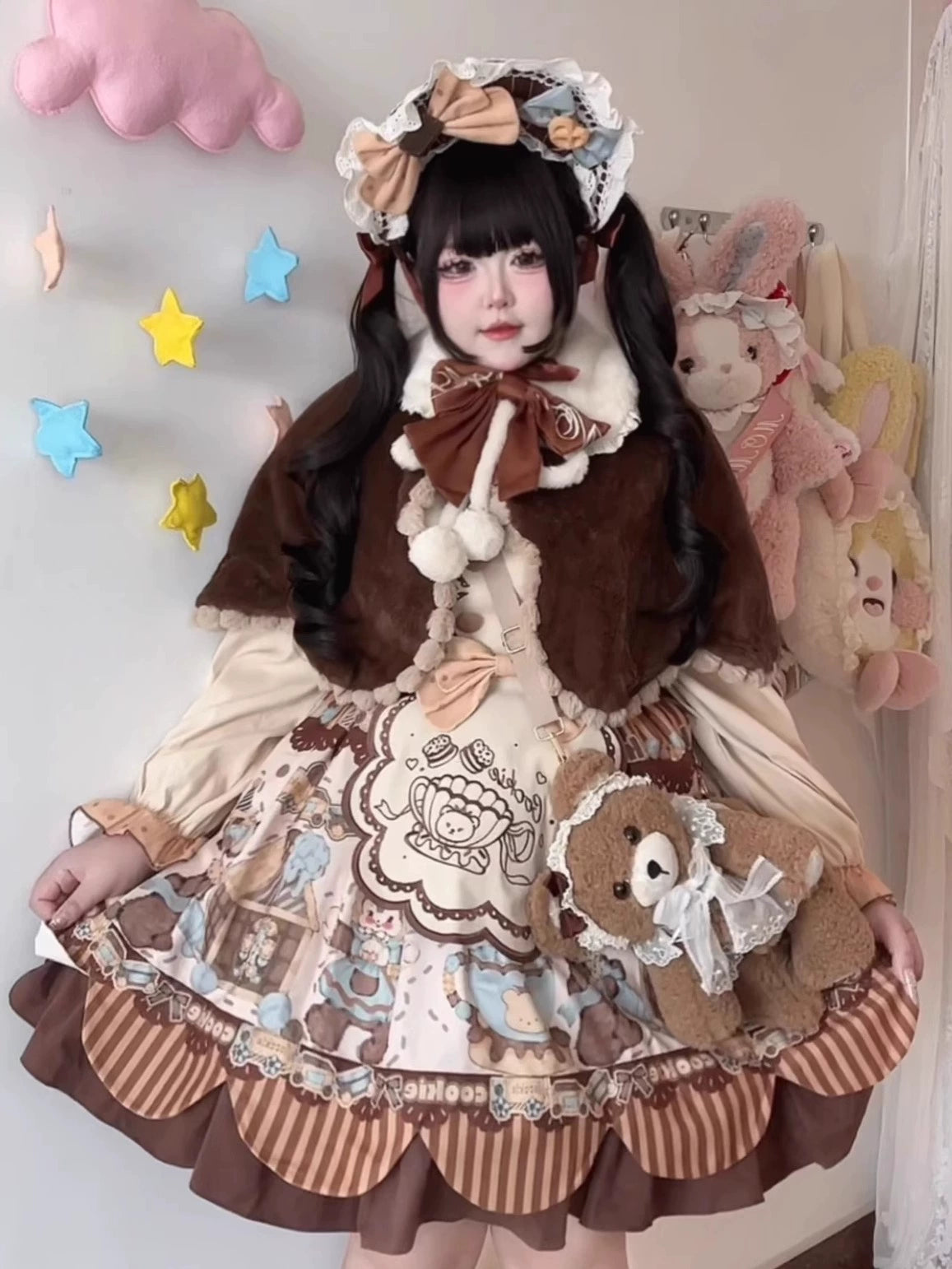 Star Fantasy - Cookie - Winter Plush Lolita Cape, Headdress