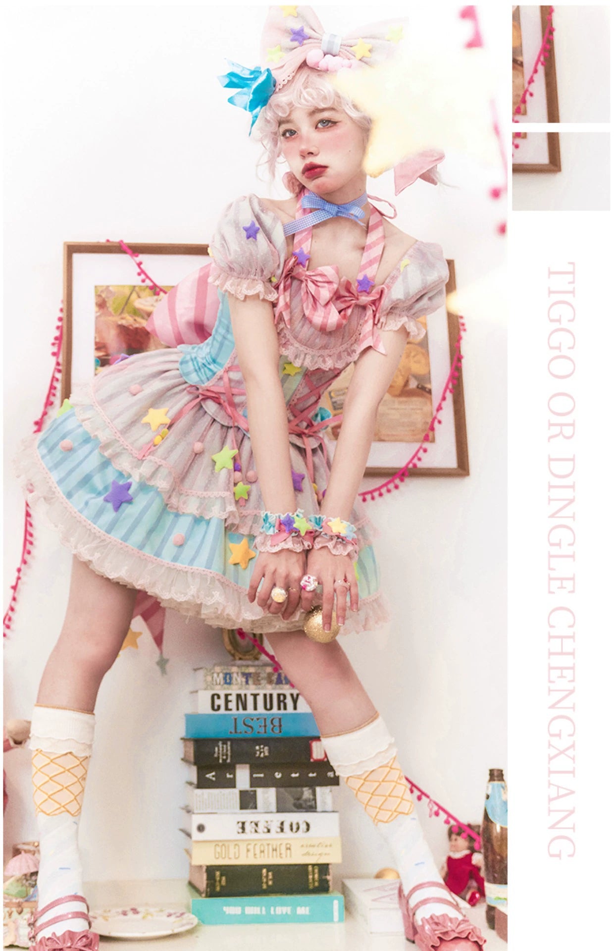 Sakurahime~Kawaii Lolita Pink Blue Daily Princess Dress   