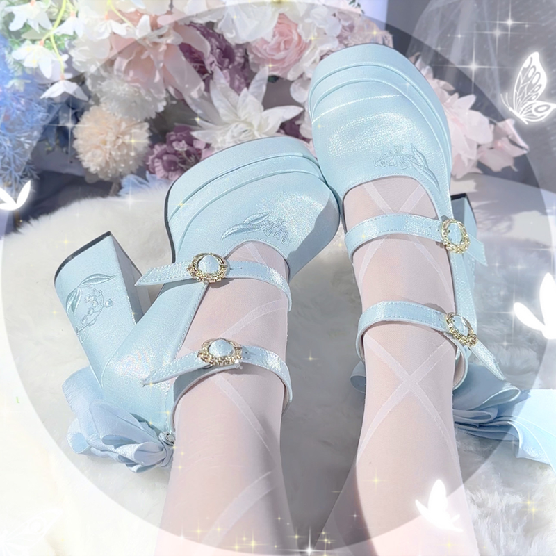 Dreamland~Floating Dream Lily~Elegant Lolita High Heel Shoes Butterfly Knot Shoes   