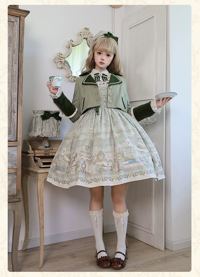 Alice Girl~Iris Study Room~Elegant Lolita JSK Classic Lolita Dress With Square Neck   