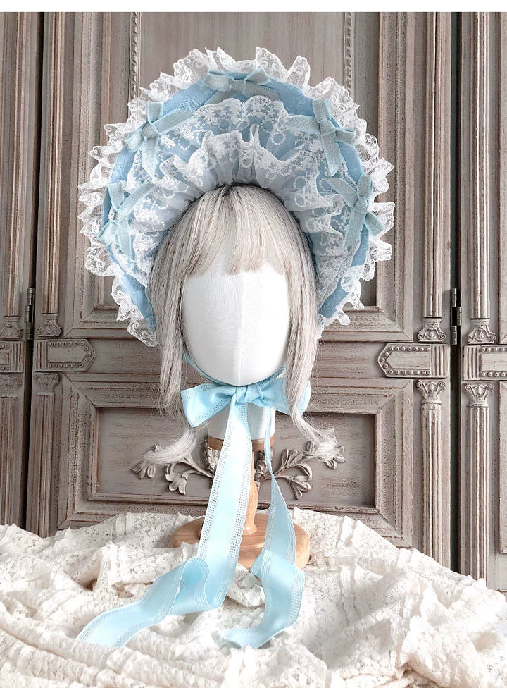 Maid~Sweet Lolita Bonnet Multi-layer Lace BNT Blue  