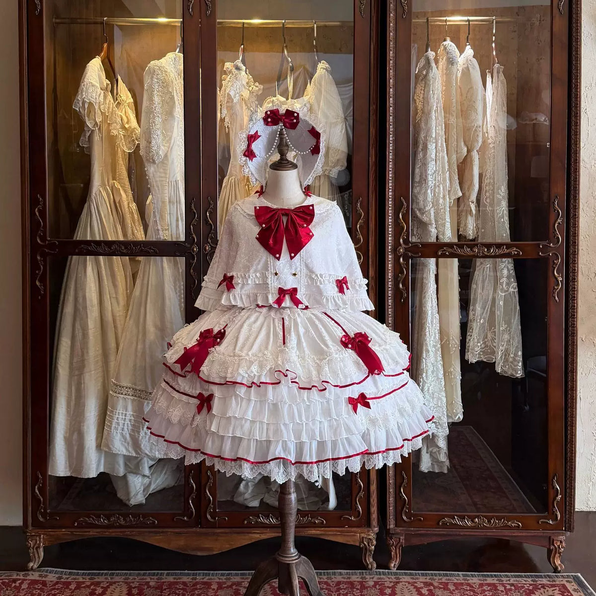 Star Porcelain Doll - Sweet Lolita JSK Dress Set, Tiered Ruffle Hem (L M S) 46093:874746