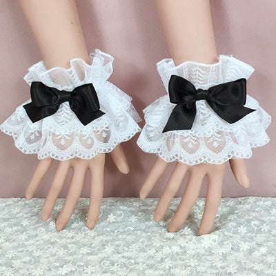 (BFM)BeiBei Handmade~Kawaii Lolita Cuffs Hand Sleeves Lace Bracelet Black cuffs  