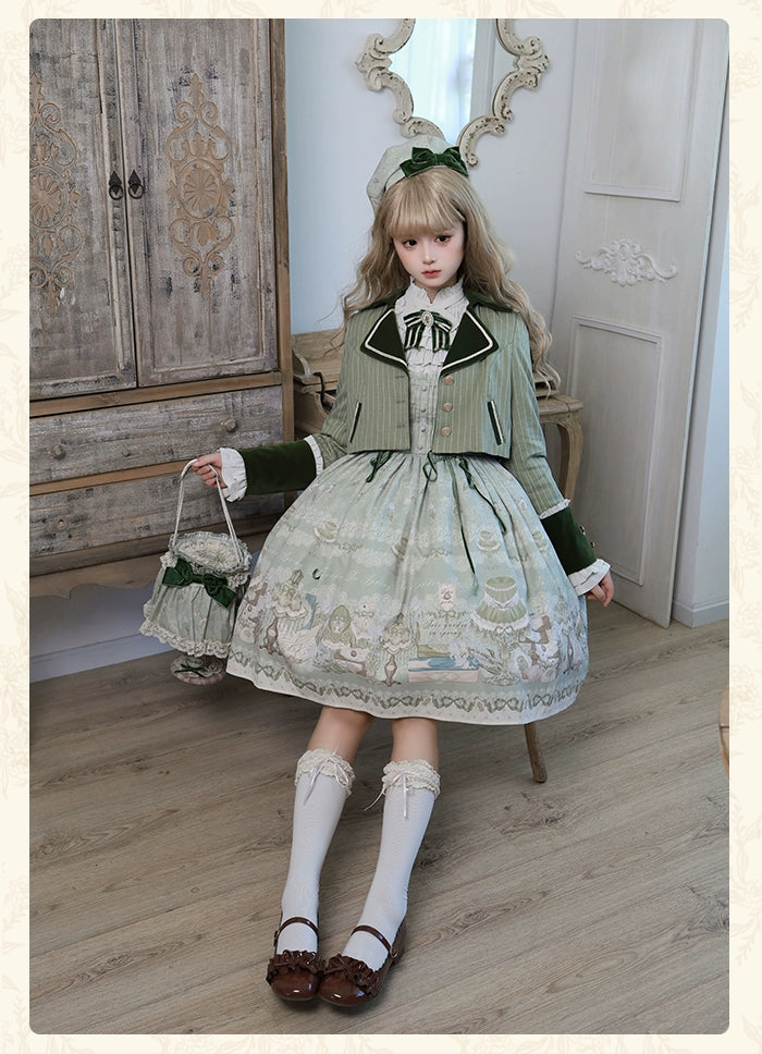 Alice Girl~Iris Study Room~Elegant Lolita JSK Classic Lolita Dress With Square Neck   