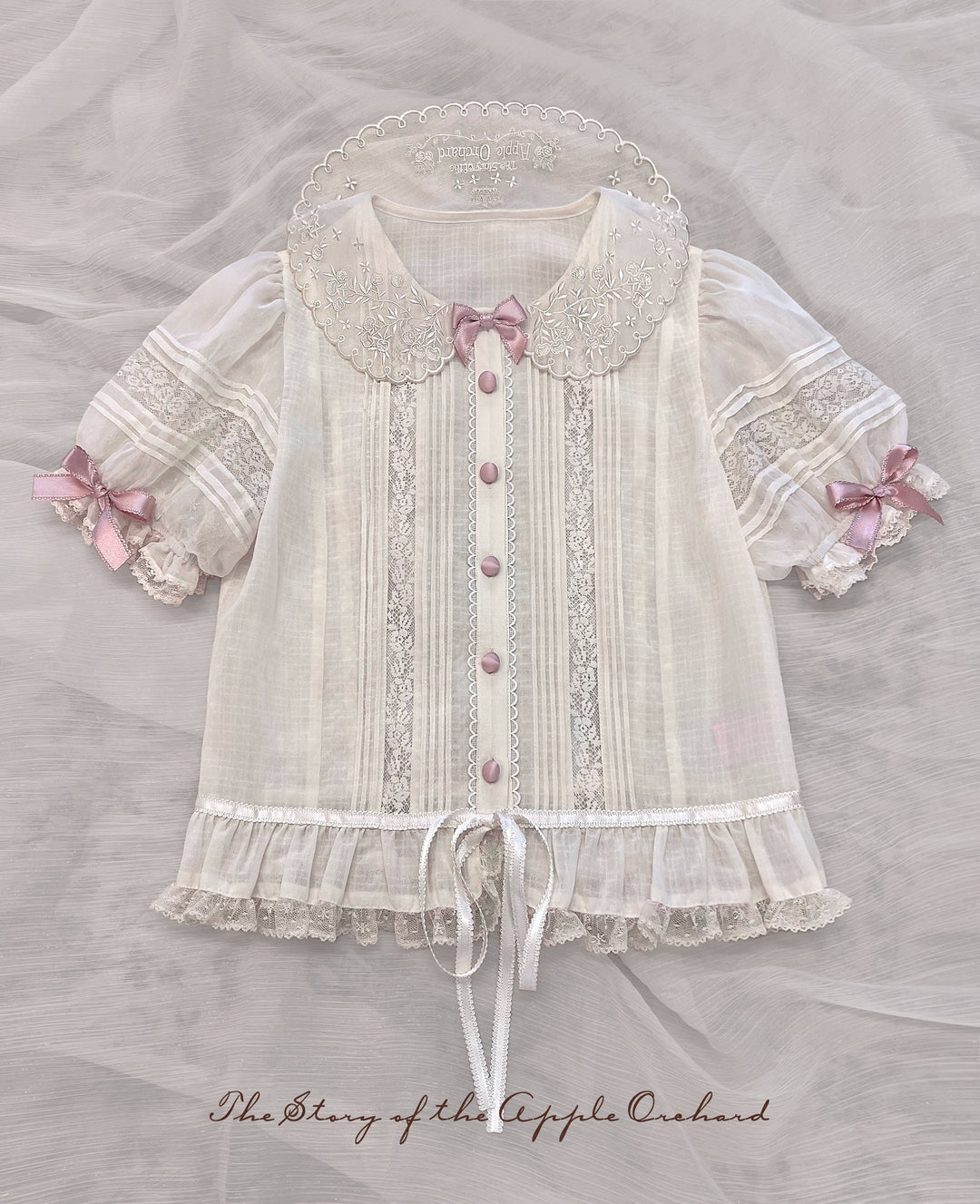 ZUOlanrichen~Puppet Show~Sweet Lolita JSK Dress Puff Sleeves Lolita Shirt S Beige · pink apple shirt 