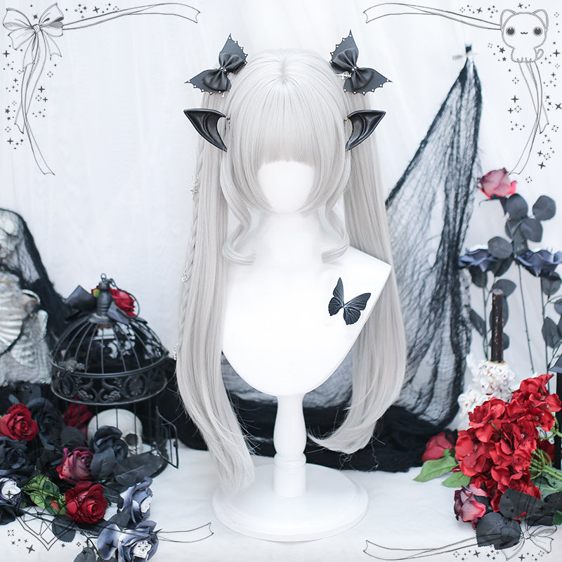 Dalao Home - Princess Lolita Ponytail Long Straight Blonde Wig Silver grey