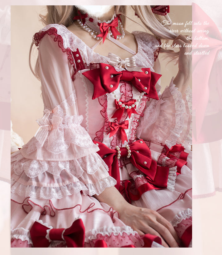 Sakurahime~Ribbon Strawberry~Sweet Lolita JSK and BNT with Old School Lolita Style 42537:744376