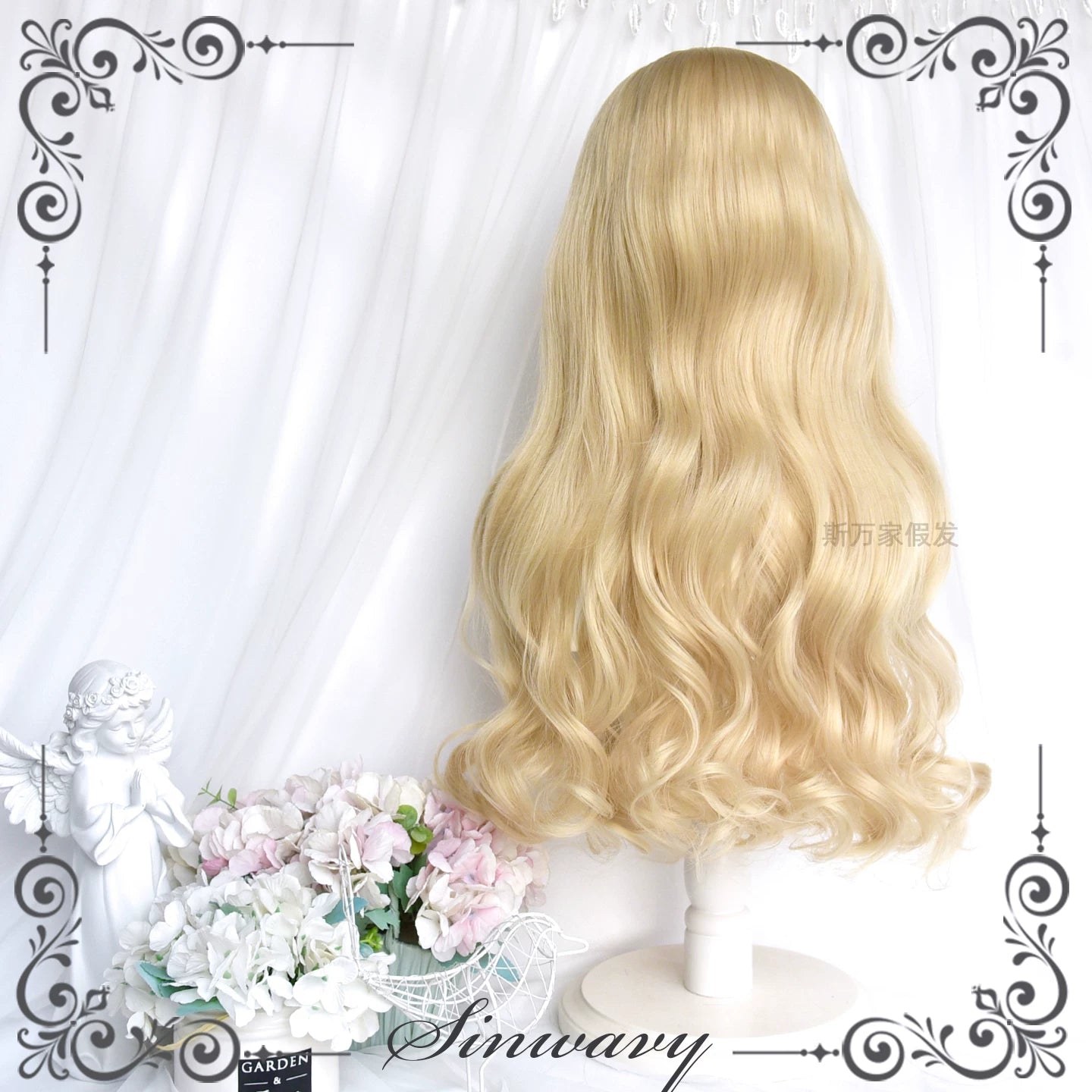 Light Blone Wavy Lolita Wig, Straight Bang 44390:806369