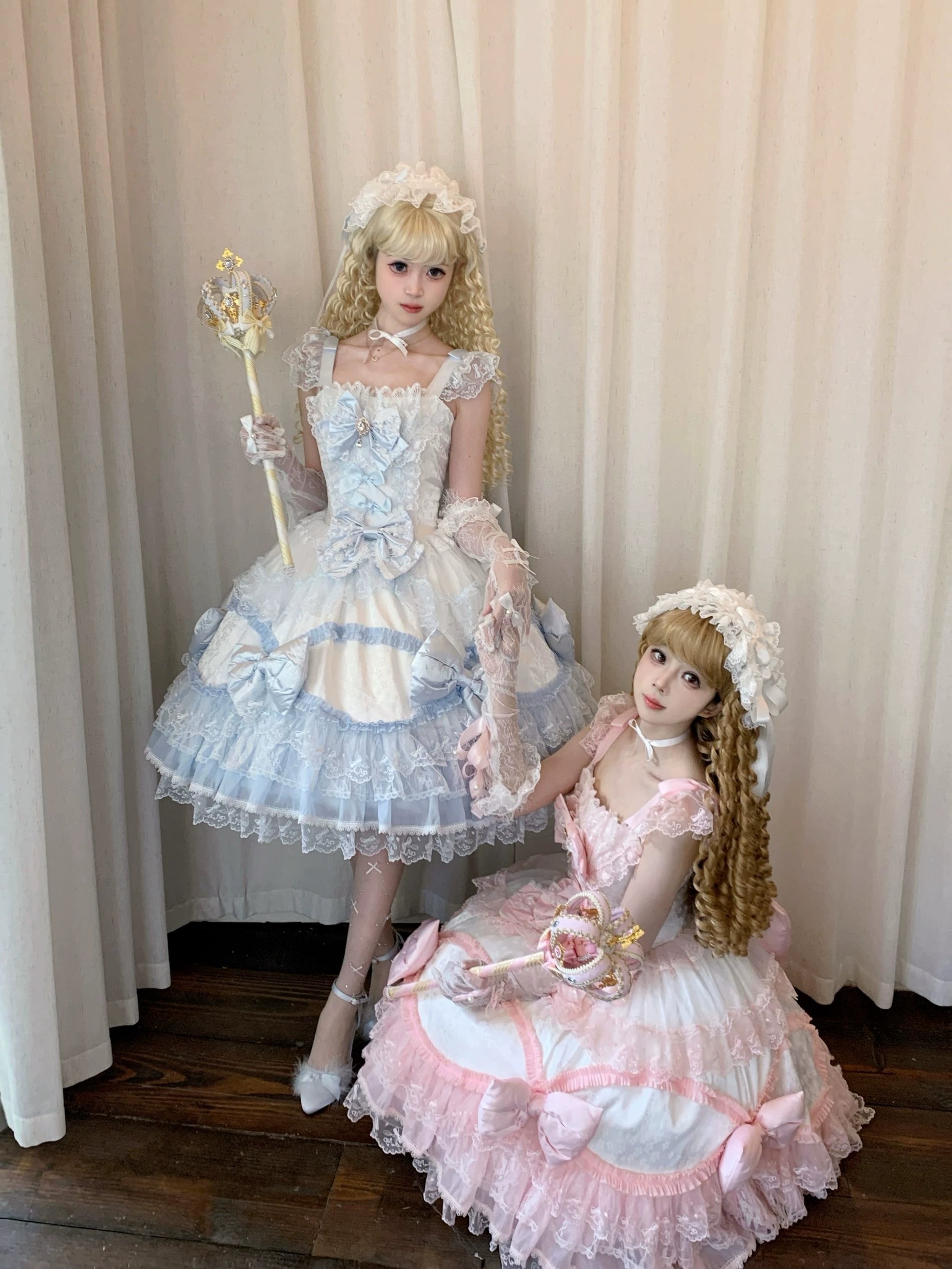Floral Dream Isle - Sweet Lolita Doll-like JSK Dress, Bows & Lace 44705:821058