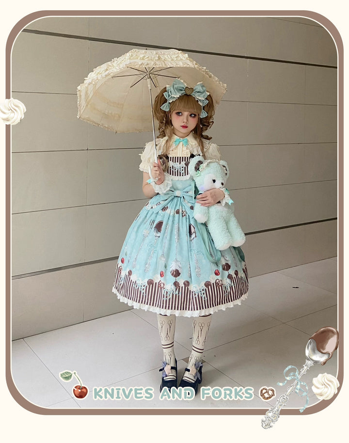 Sweet Dream Sheep~Sweet Dessert~Green Lolita Jumper Dress Lolita Headwear