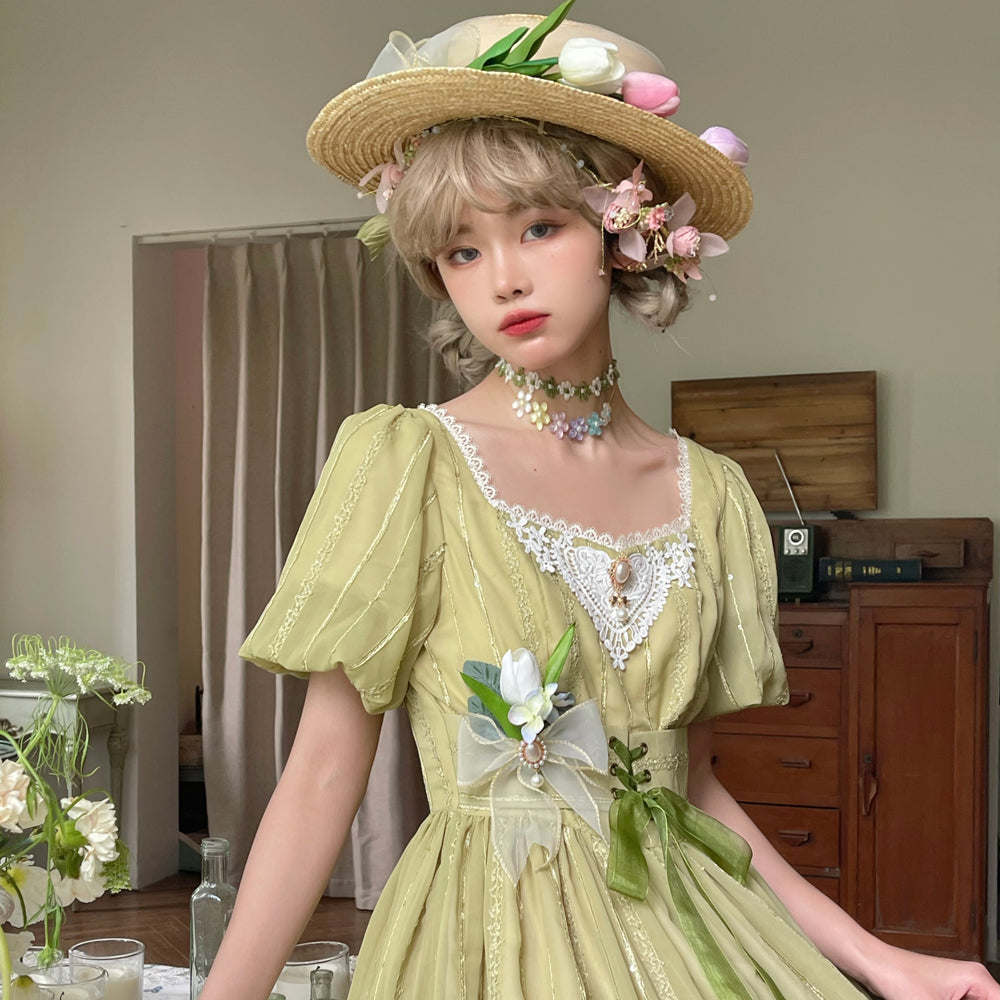 Miss Point~Tulip~Classic Lolita OP Dress Short Sleeve Dress Multicolors 19622:405408