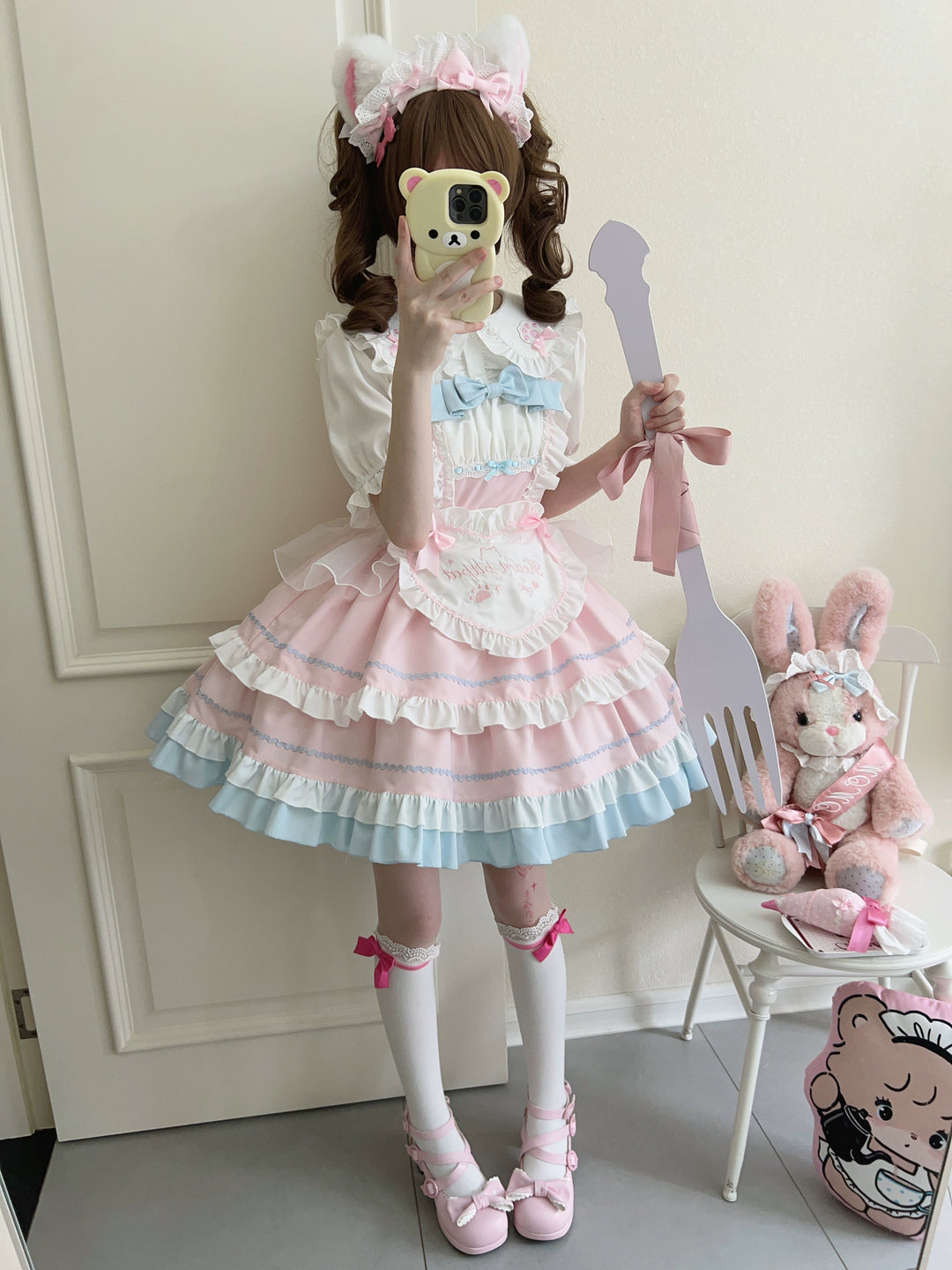 Sugar Girl~Cat Ear Tale~Sweet Lolita Jumper Dress Suspender Dress 38446:595744