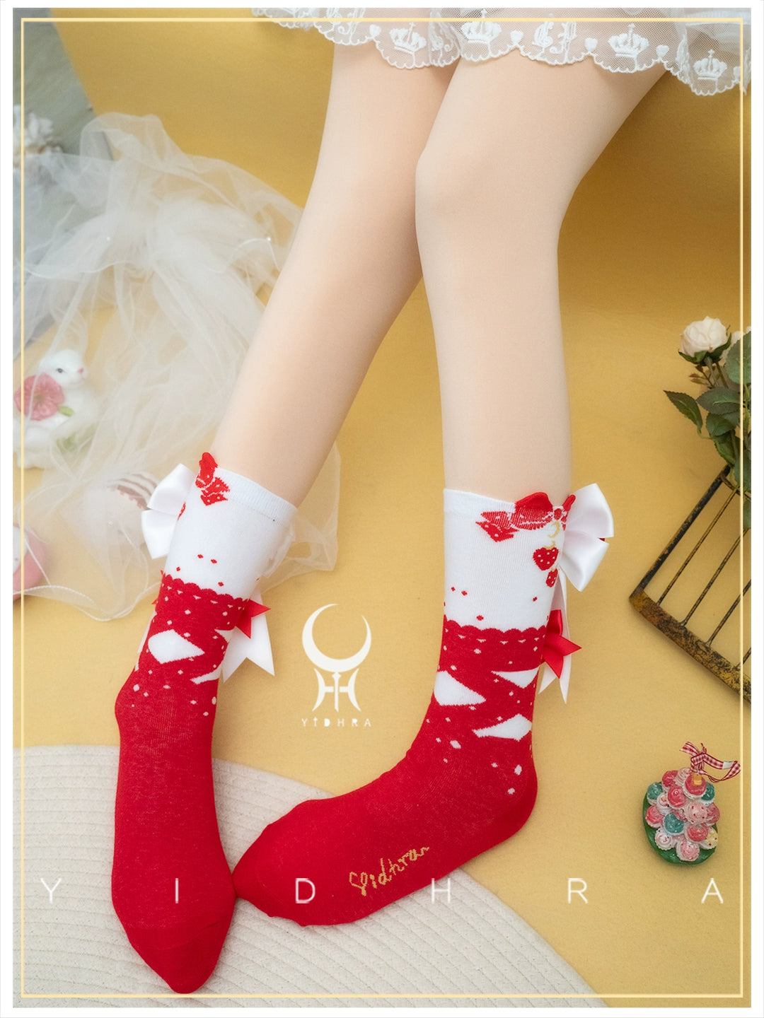 Yidhra~Sweet Berry Punk~Christmas Lolita Socks Sweet Ankle Socks 41494:706282