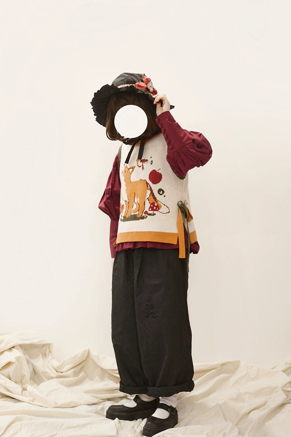 Miss Point~Fat Fox in the Forest~Kawaii Lolita Vest Customized Lolita Sweater 37100:550896