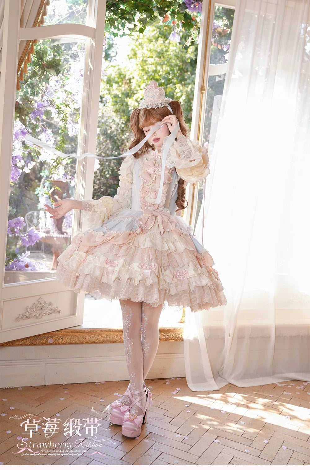 Strawberry Ribbon - Sweet Lolita Wedding Dress, Side Opening 44910:827454