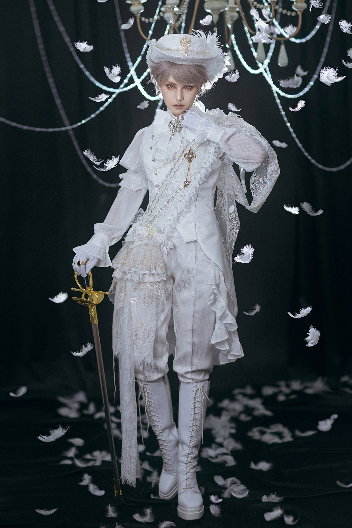 Immortal Thorn - Subtle Prejudice - Ouji Lolita Long Coat Hight-Low Hem with a Back Bow