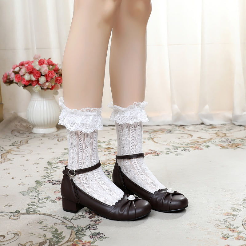 Sosic~Shell Dew~Sweet Lolita Bow Round Toe Shoes 12936:166590