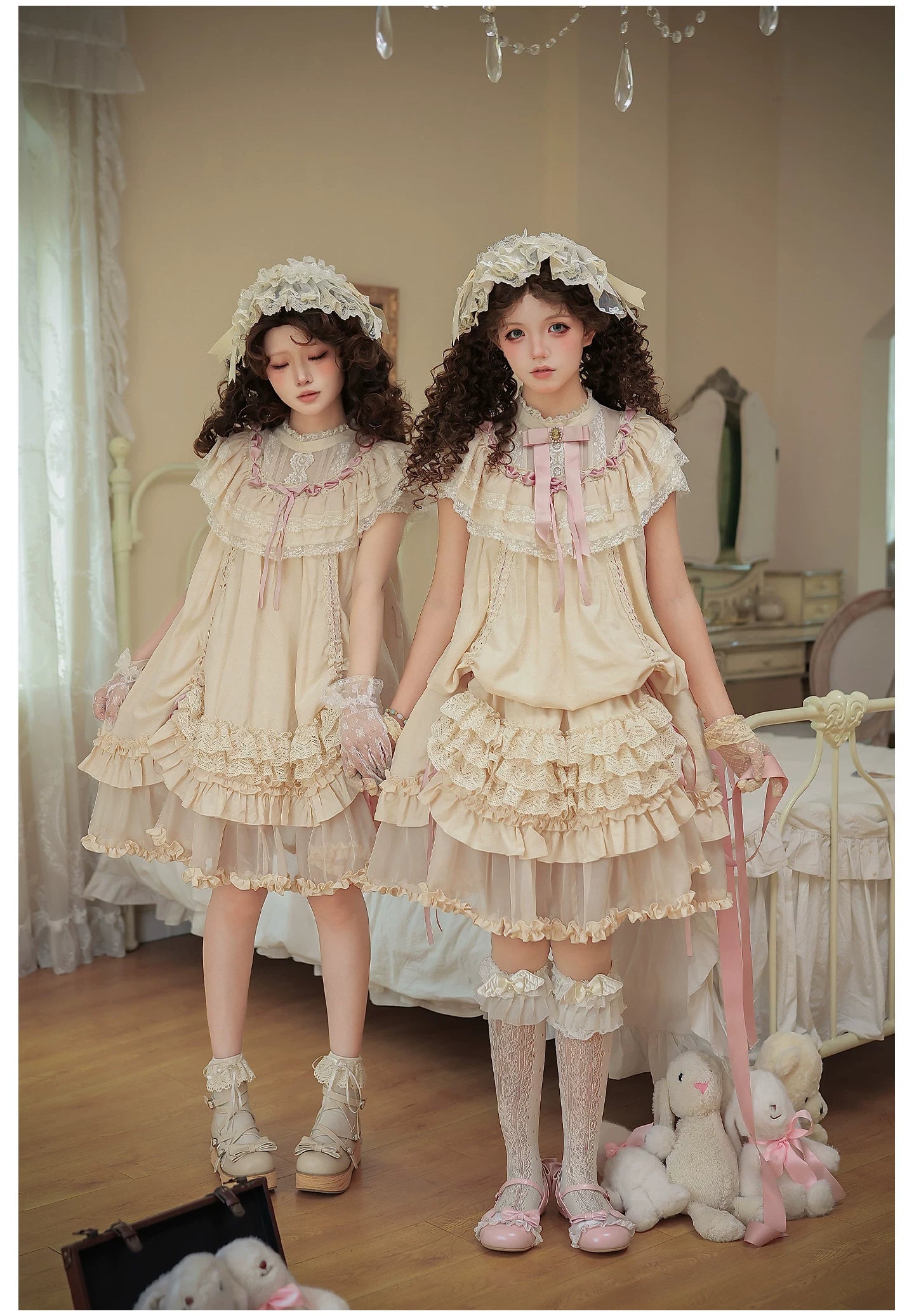 Lily's Dream - Cotton Lining Classic Lolita OP, Drawstring Liftable Hem 45539:854771