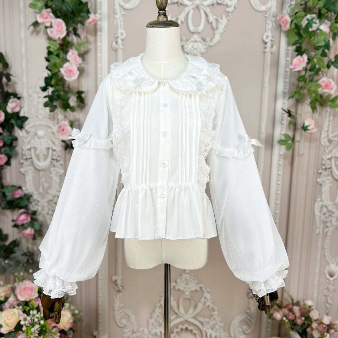 DMFS Lolita~Sweet Lolita Blouse Double-layered Puff Sleeves Lolita Shirt 34102:669274