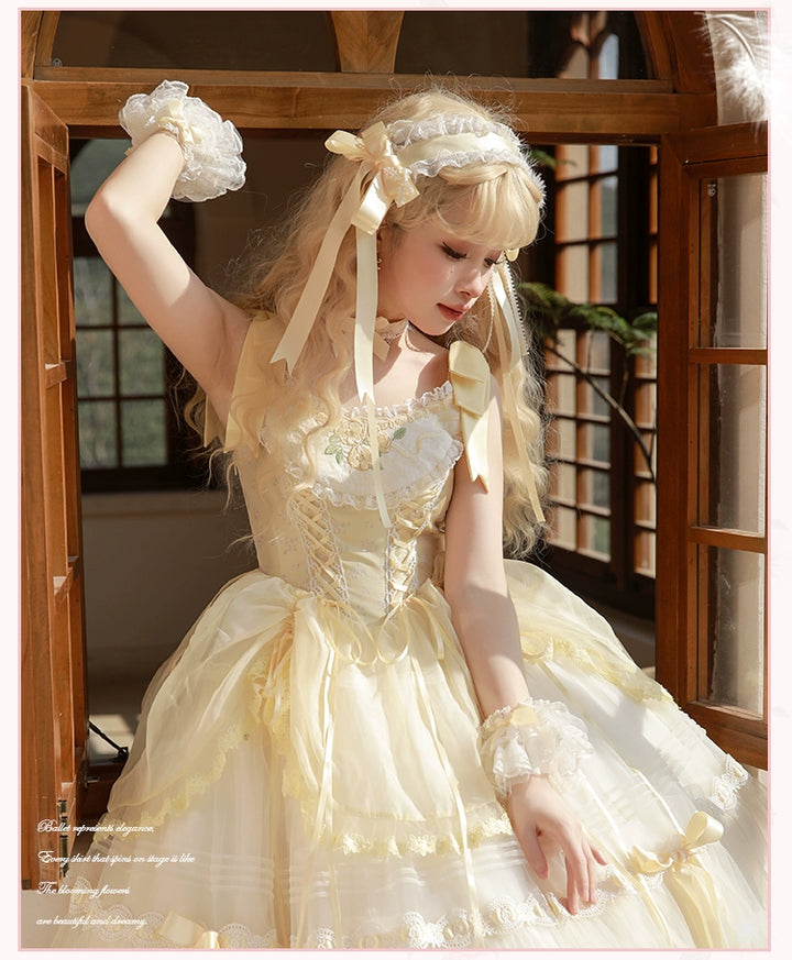 Mademoiselle Pearl~Silk Ballet~Wedding Lolita JSK Dress Princess Ballet Dress   