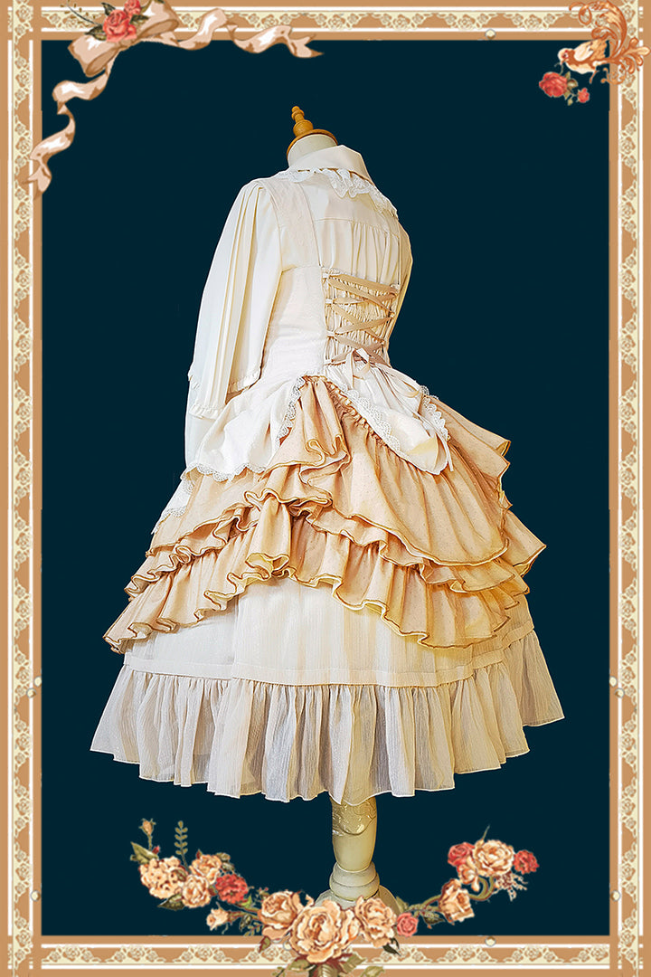 Infanta~Waltz~Classic Lolita JSK Tiered Dress with Bunny Ear Blouse
