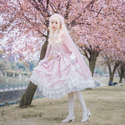 (Buyforme)Fairy Tales~Fate Quartet Bridal Lolita Gothic Accessories Blouse pink free size petticoat