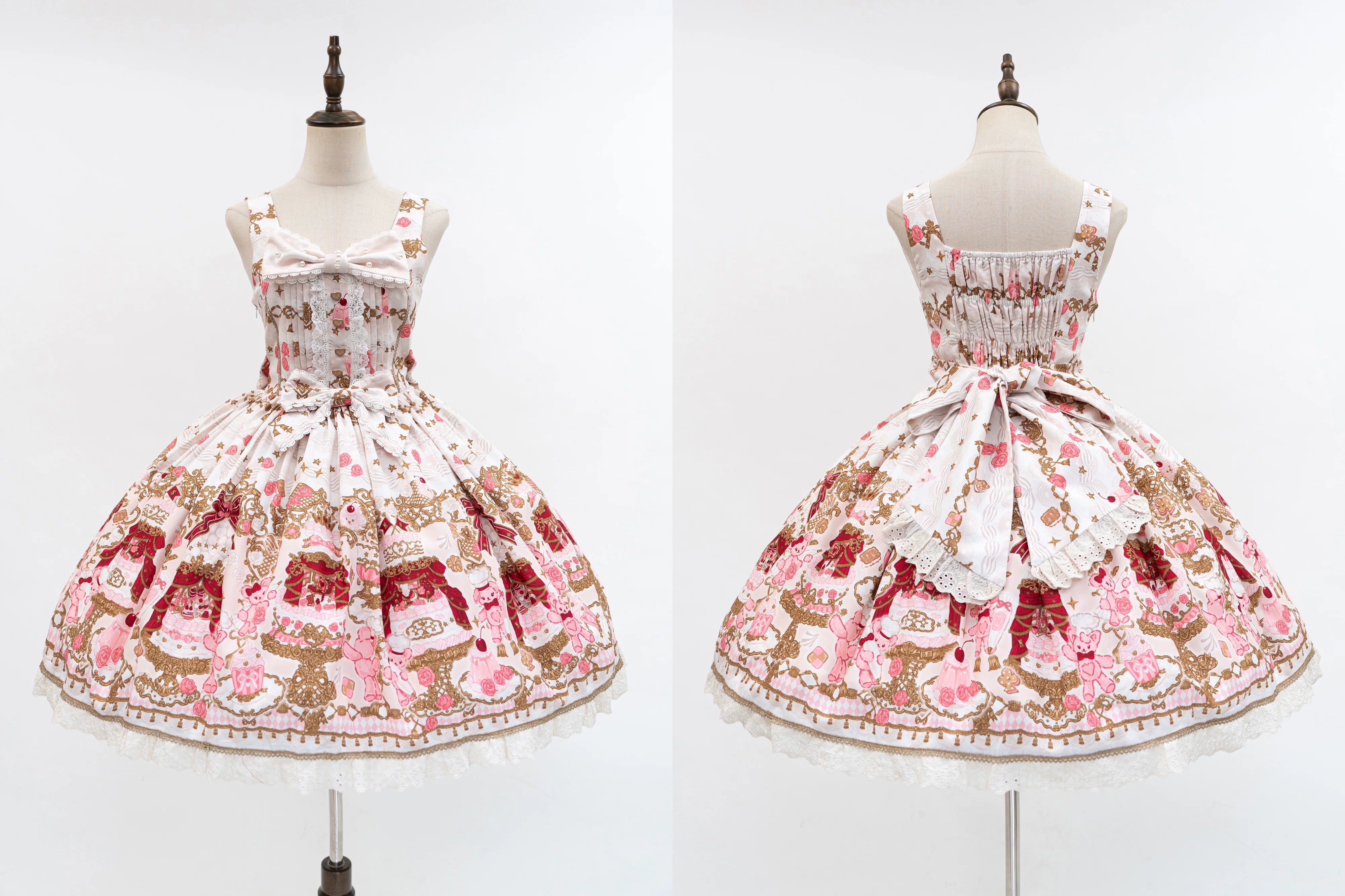 Sugar Festivaly - Kawaii Lolita JSK Dress, Cake & Bear Print 44540:811801