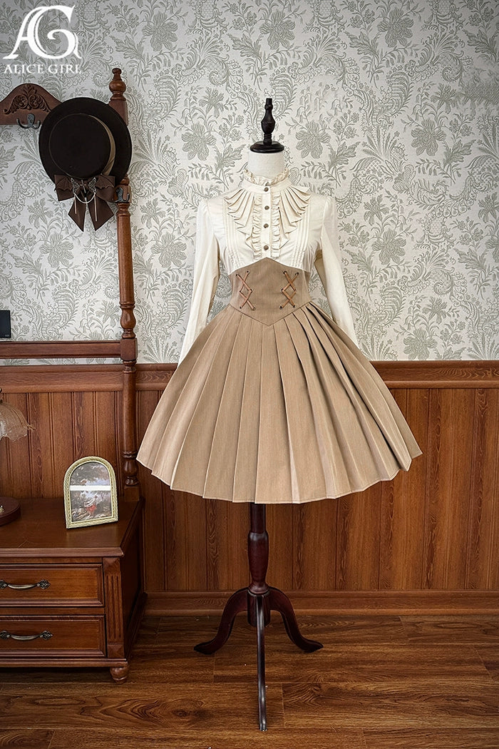 (BFM)Alice Girl~Two-Piece Lolita Dress~Detective Butler Blazer Long Sleeve OP XS Coffee (short OP dress only) 