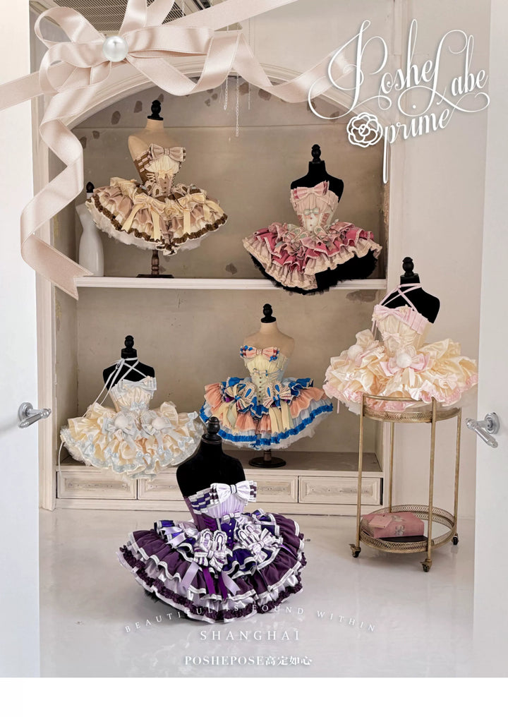 POSHEPOSE~Satin Waltz~Sweet Lolita Dress High-end Tiered Dress