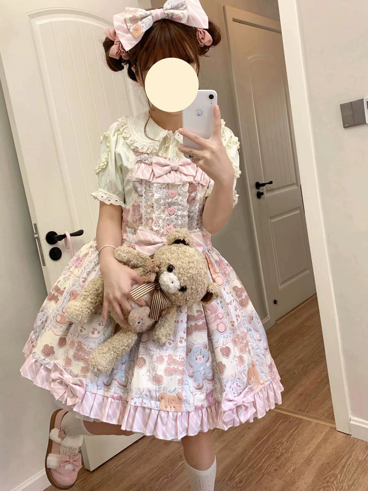 Akiyama Future Studio~Kawaii Little Bear Lolita Salopette Daily Lolita JSK