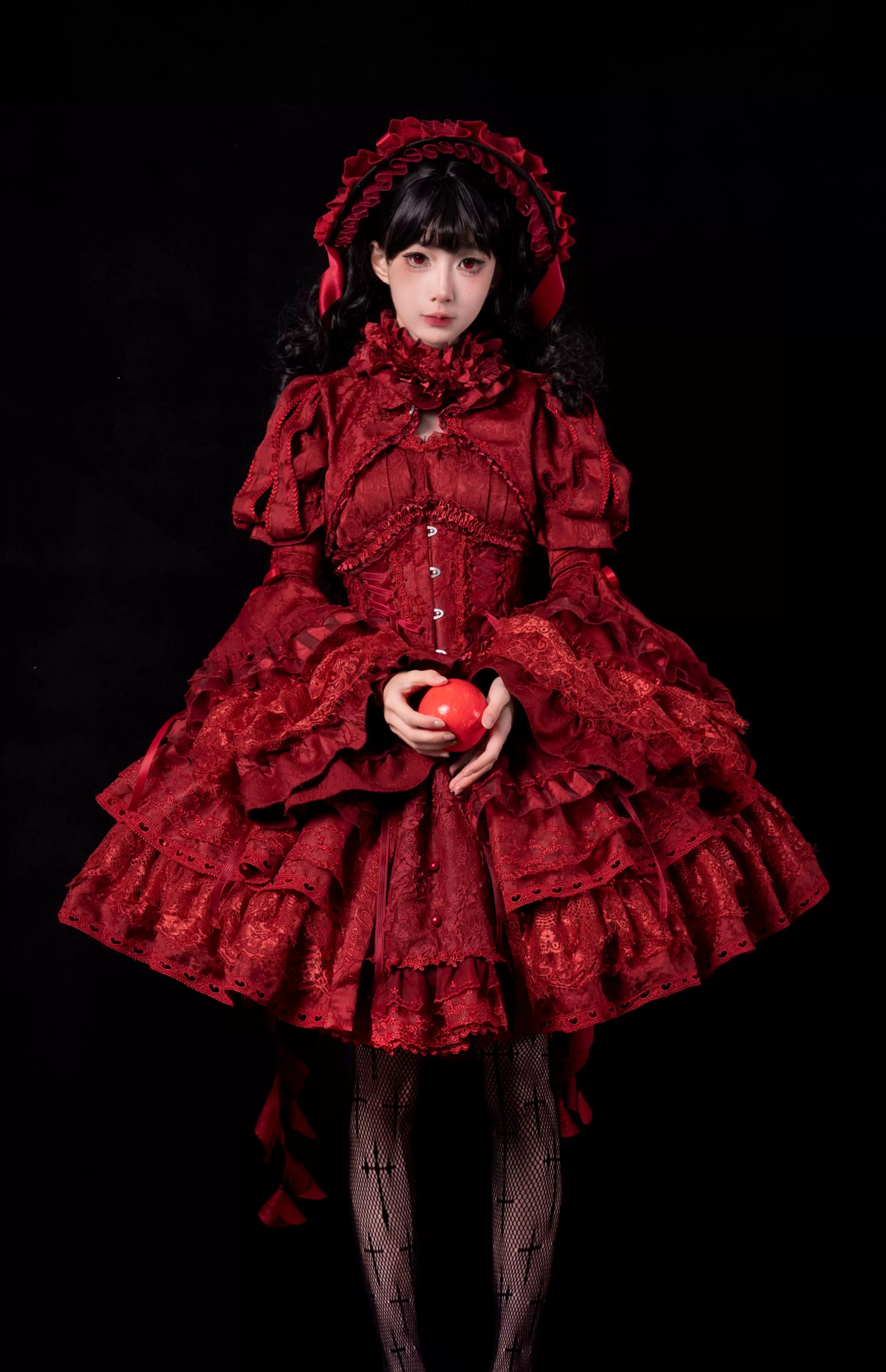 Caliburn - Gothic Lolita JSK Dress, Bolero Set with Detachable Sleeves