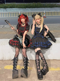 Mengfuzi~Punk Cat~Exquisite Multi-colored Punk Lolita Blouse and Skirt Set