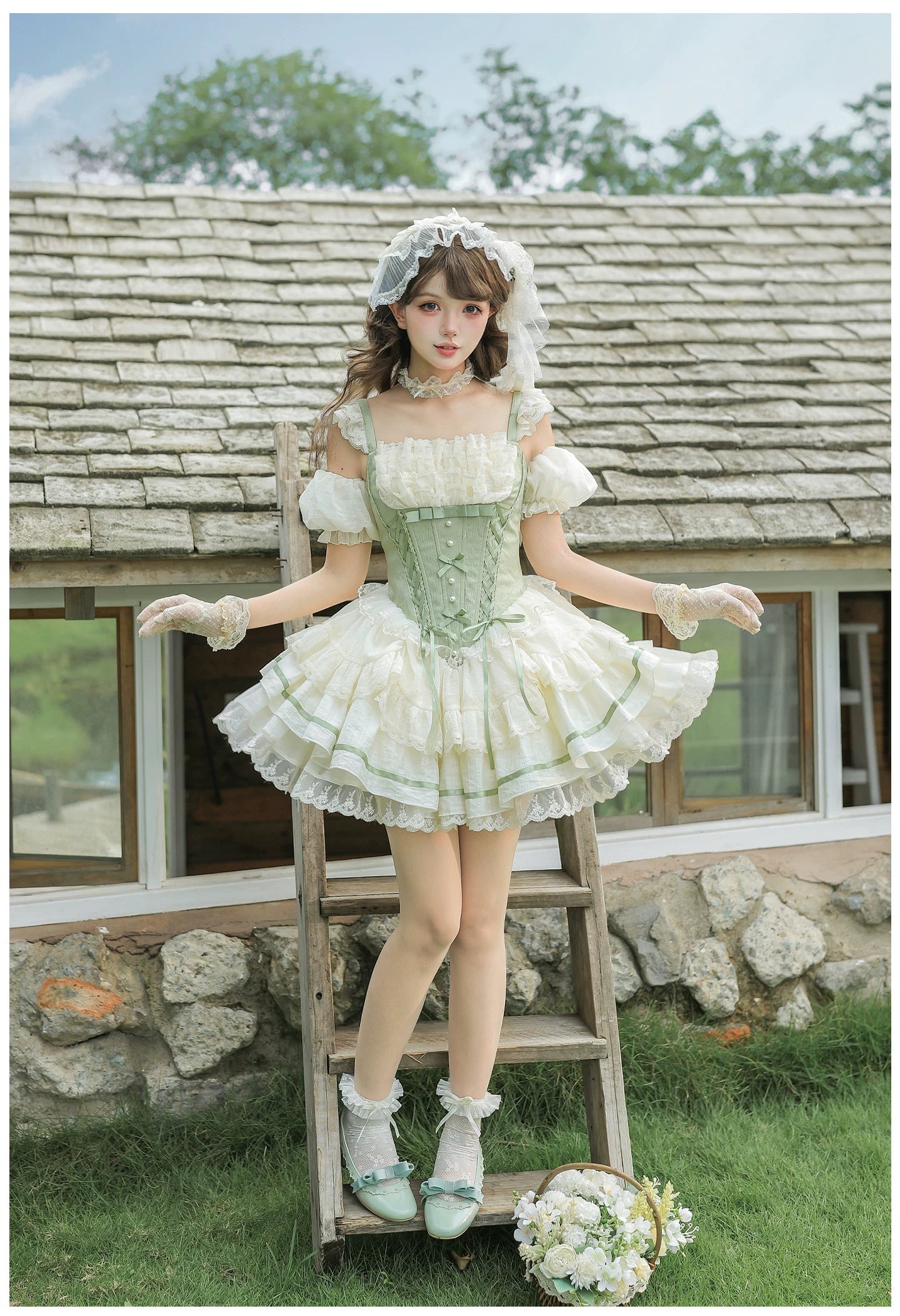 Unfailing - Classic Lolita Bow Jacquard Corset JSK Dress 45632:856686