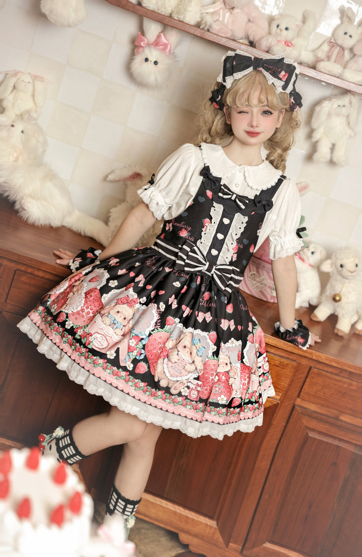 Polaris Lolita~Rabbit Berry Gift Box~Sweet Lolita Salopette and Dress Set