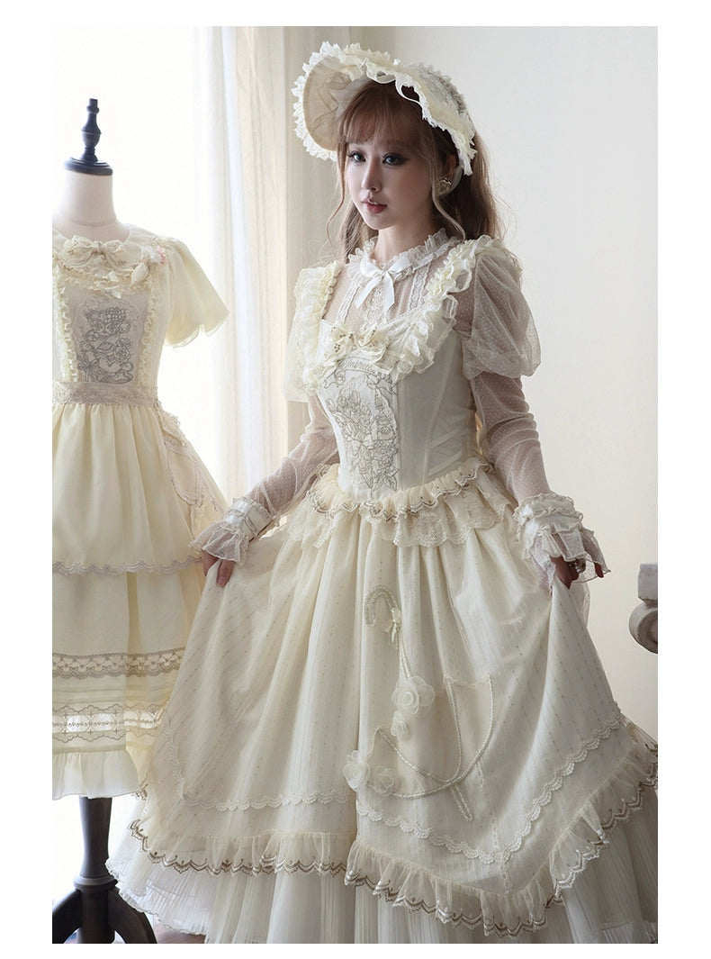 Urtto~Rain Melody~Classic Lolita Dress Set JSK OP and Accessory