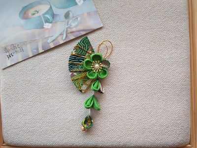 (BFM)Xuanji~Wa Lolita Headdress Sakura Fan Lolita Accessory New Green Sakura  