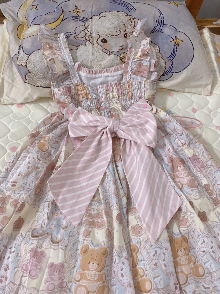 Akiyama Future Studio~Kawaii Little Bear Lolita Salopette Daily Lolita JSK S Blue salopette 