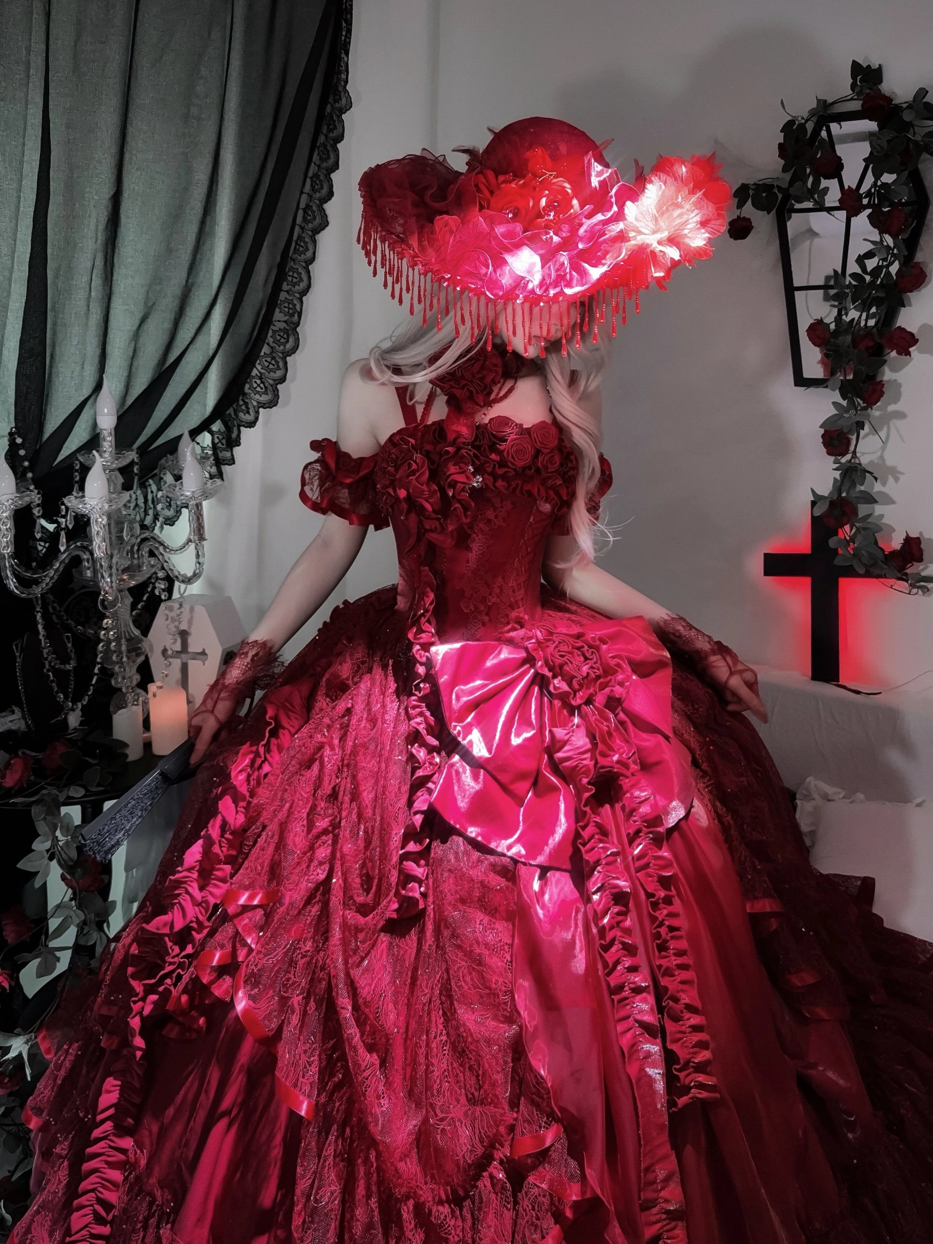 Silent Manor - Red Gorgeous Bridal Wedding Lolita JSK Dress 43388:774955