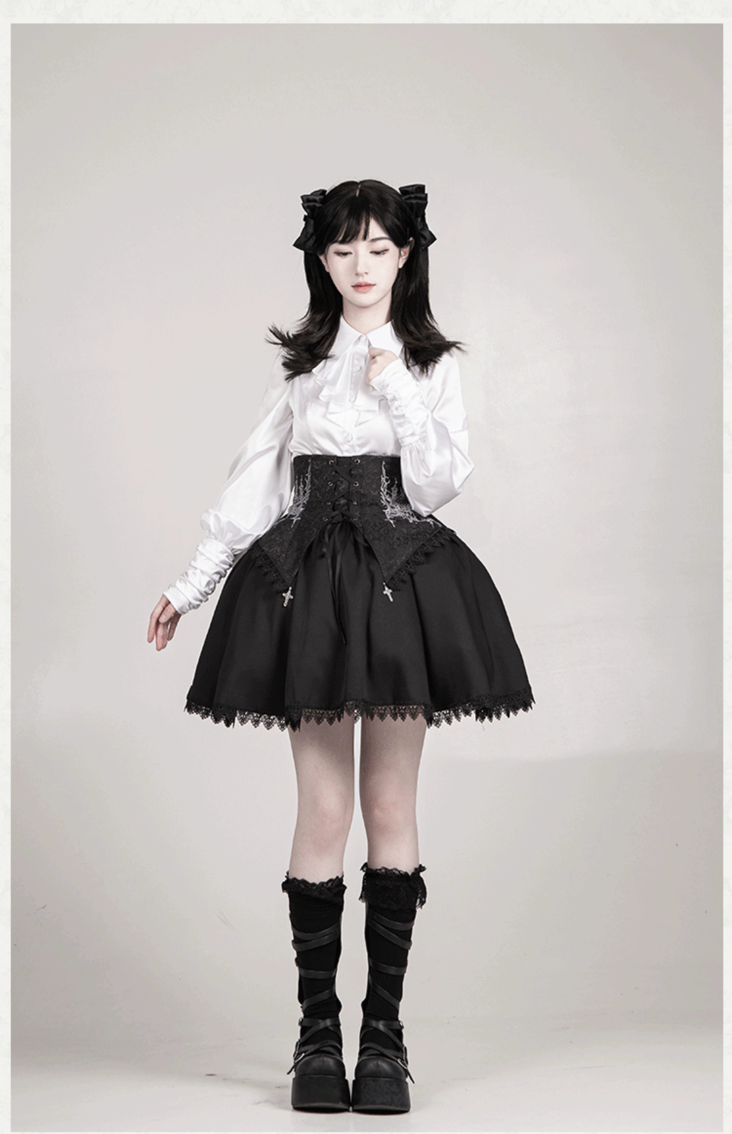 With PUJI - Thorny Night - Gothic Lolita Bust-supporting Skirt With Removable&Adjustable Strap 43203:770699