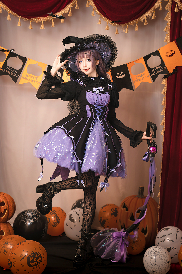 Lemon Honey~Halloween Gothic Lolita Jumper Dress Pumpkin Dress